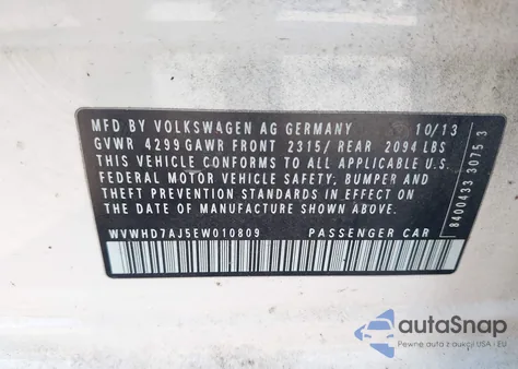 2014 Volkswagen Gti from USA, damaged, VIN WVWHD7AJ5EW010809